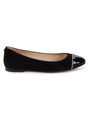 Milla Embellished Suede & Patent Leather Ballet Flats