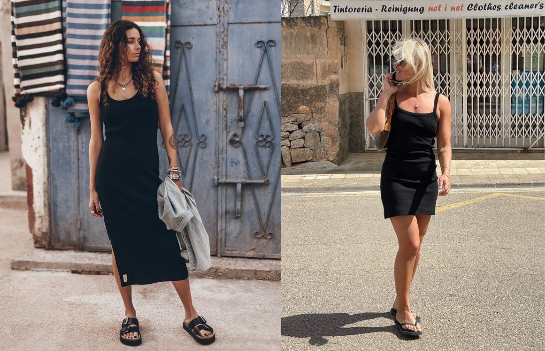 Charm Side Gathering Tank Dress - Black main image 1